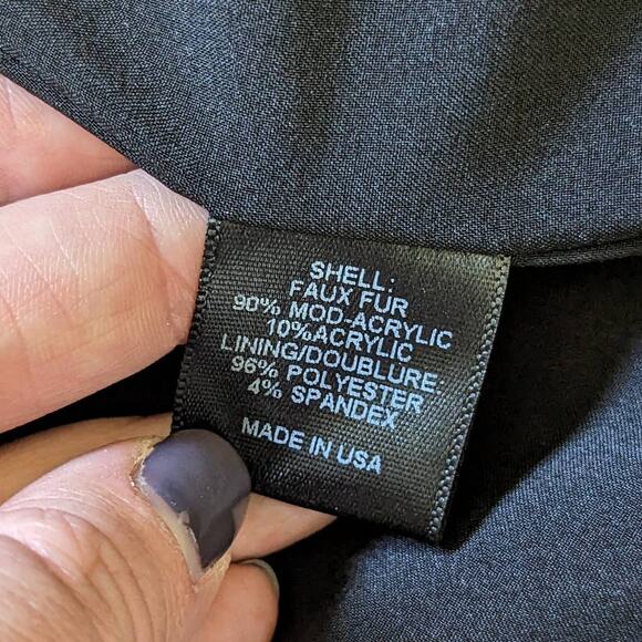 WAYF Faux Fur Dark Gray Coat Jacket Teddy Womens Small Open Front Plush Grey - Picture 8 of 8